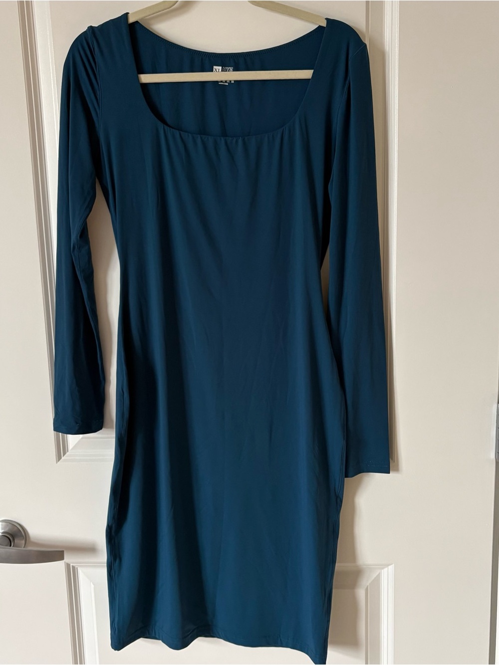 Comfort Stretch Long-Sleeve Scoop Neck Dress - Teal